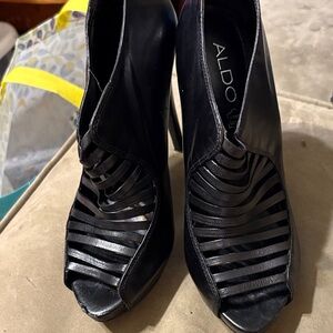 ALDO Black Strappy Peep-Toe Stiletto Heels
